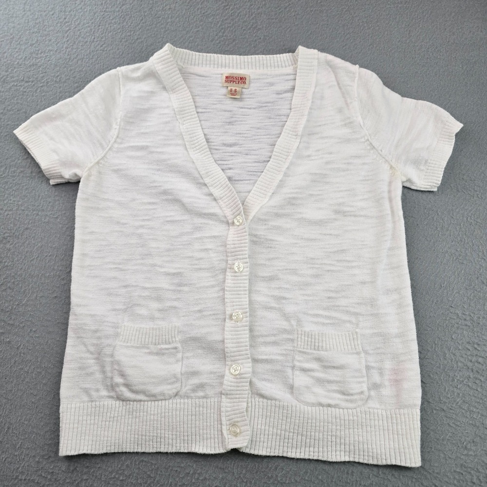 Mossimo Supply Co. Cardigan Womens Small White Patch Pockets V Neck Button Front